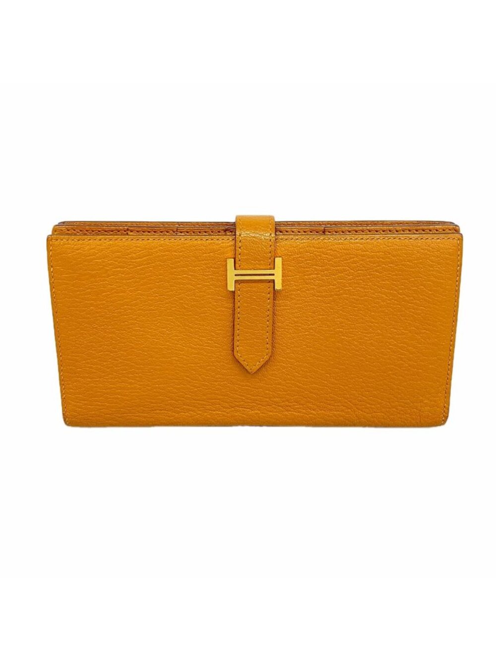 Hermes Wallet Bearn Soufflet Chevre Mysore Sesame Gold